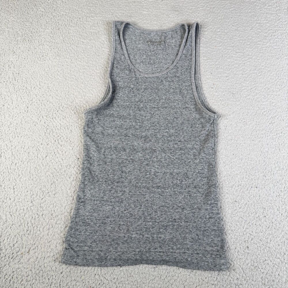 RIBBED TANK Top Women XL Gray Knit Stretch Athletic Fitness Training Ekkovision